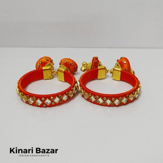 Handmade Silk Thread Kundan Bangles