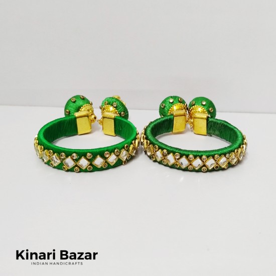 Handmade Silk Thread Kundan Bangles