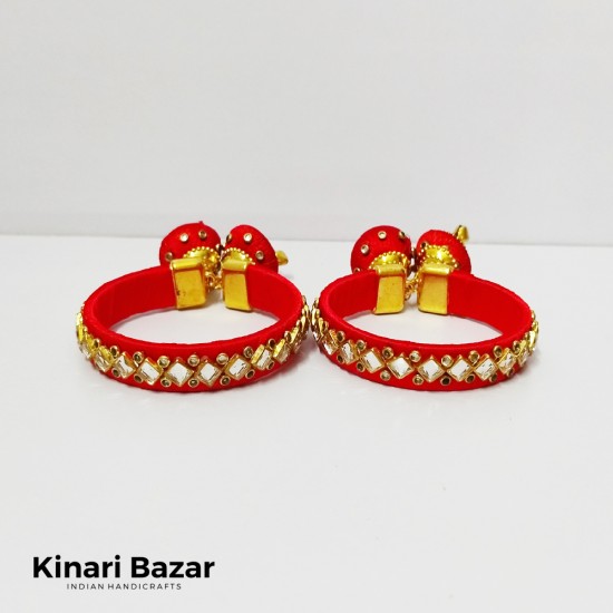 Handmade Silk Thread Kundan Bangles